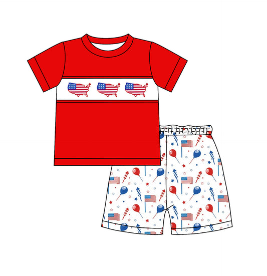 Baby Boys 4th Of July Flags Balloons Shirt Summer Shorts Clothes Sets preorder