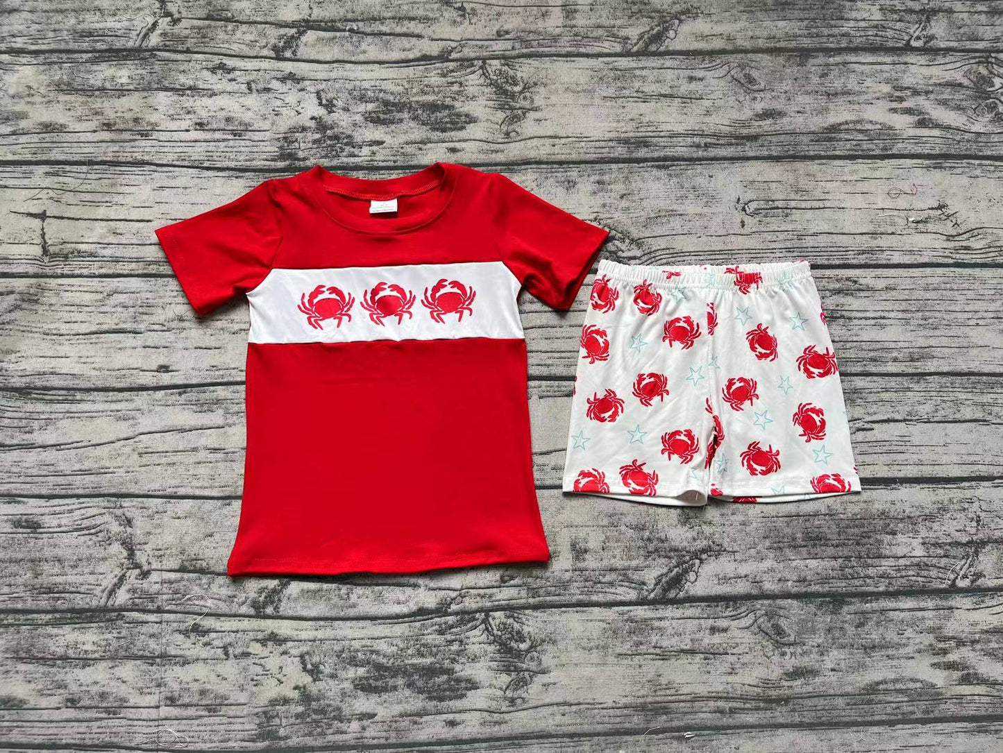 Baby Boys Crab Red Tee Shirt Top Shorts Clothes Sets