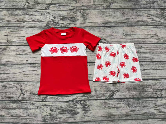 Baby Boys Crab Red Tee Shirt Top Shorts Clothes Sets