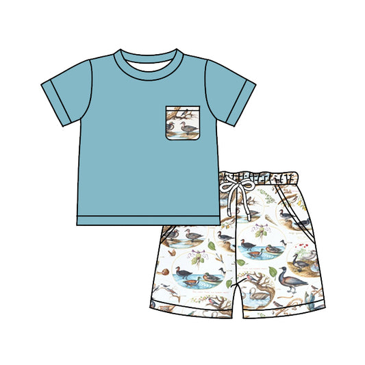 Baby Boys Duck Short Sleeve Tee Shirt Top Shorts Clothes Sets preorder