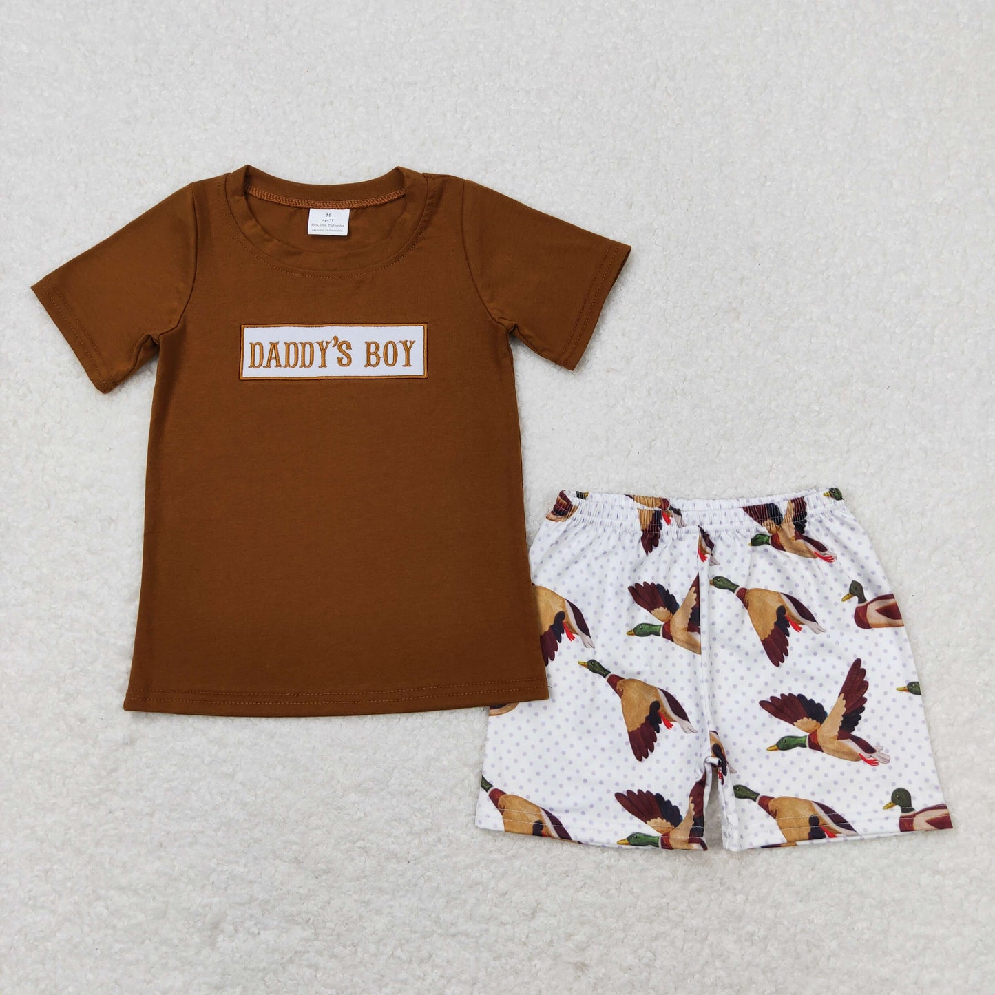 Sibling Baby Boys Daddy's Boy Top Ducks Checkered Shorts Clothes Sets
