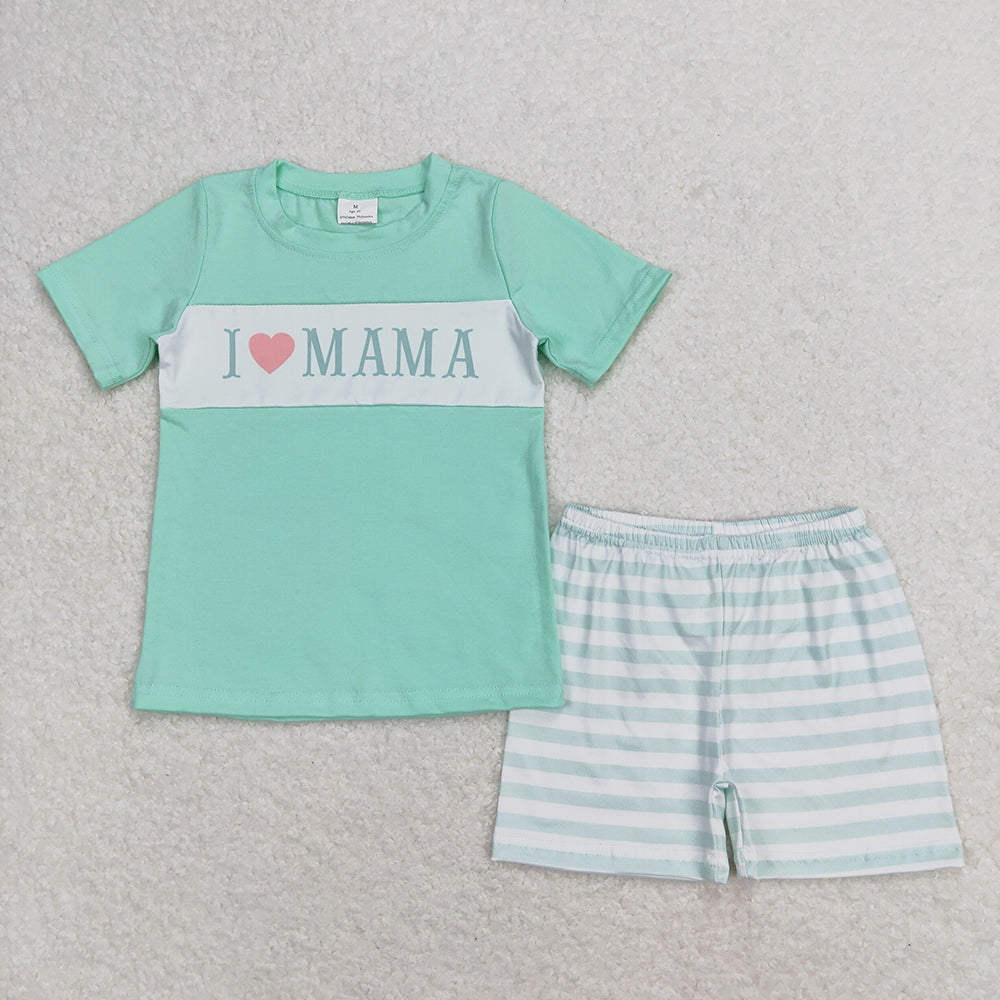 Sibling Boys Baby Girls Flowers I Love Mama Outfits Summer Sets