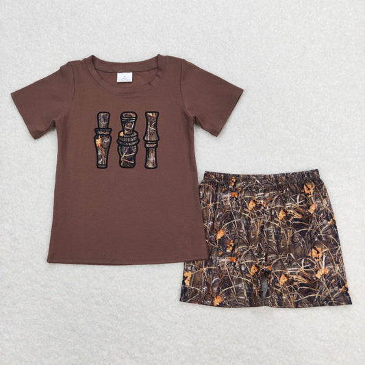 USA Shop Baby Boys Brown Camo Duck Call Shirt Top Shorts Clothes Sets