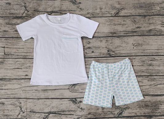 Baby Boys White Pocket Shirt Top Crabs Shorts Clothes Sets