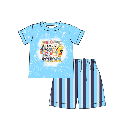 Baby Boys Back To School Dogs Top Shorts Clothes Sets preorder