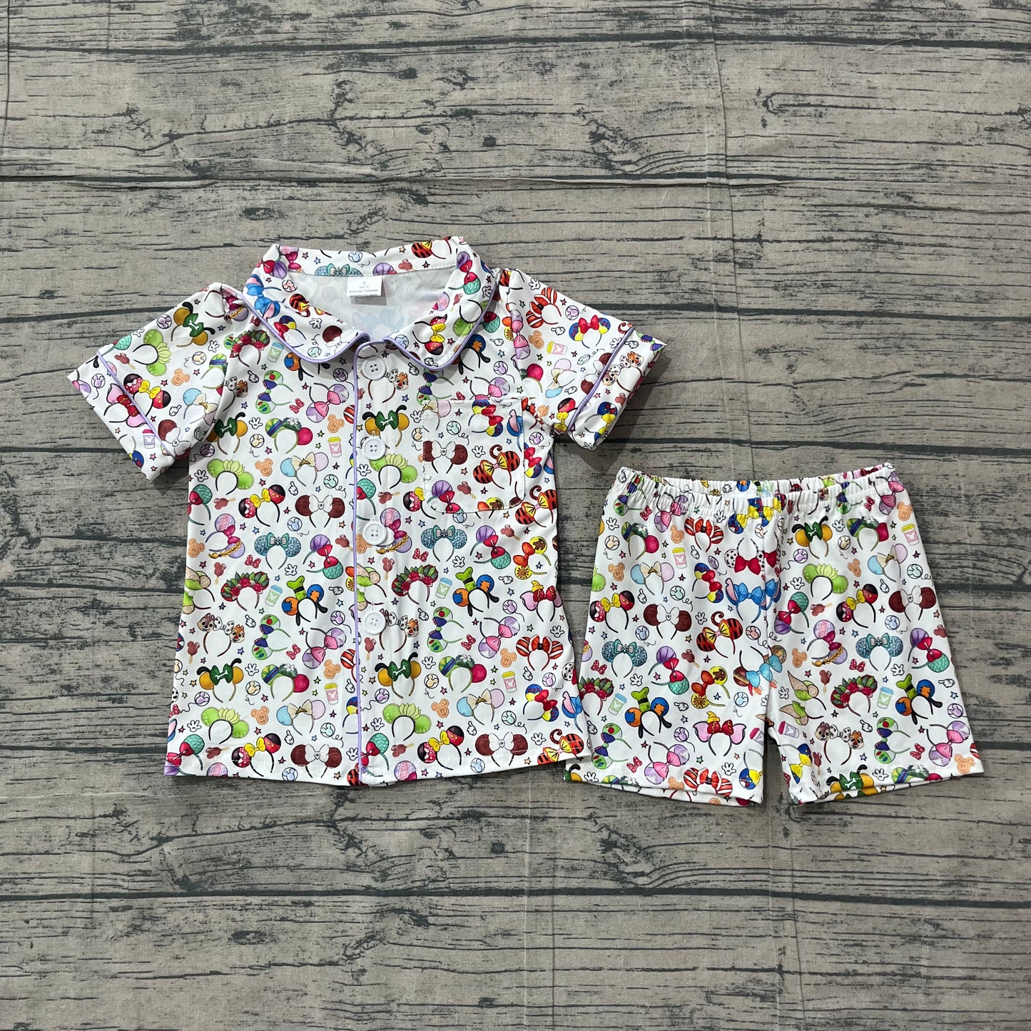 Baby Girls Purple Cartoon Shirt Shorts Pajamas Clothes Sets Preorder