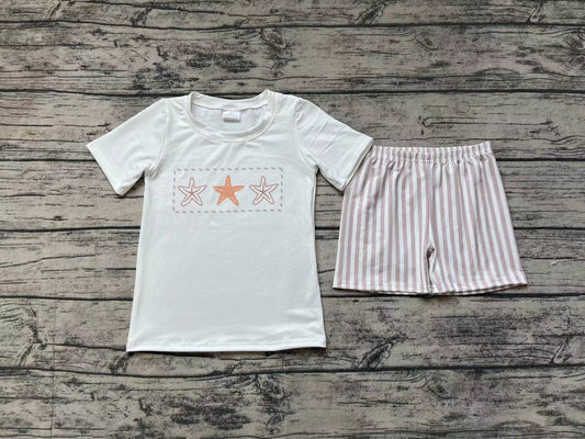 Baby Boys Stars Tee Shirts Tops Khaki Shorts Clothes Sets