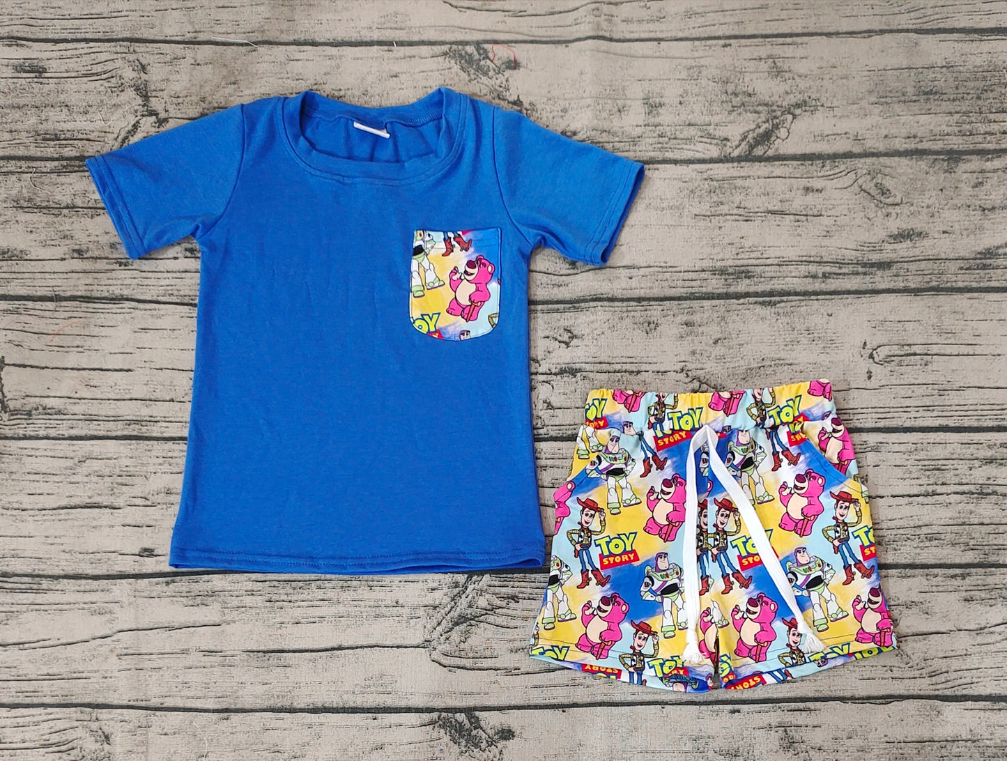 Baby Boys Blue Short Sleeve Tee Shirts Tops Toys Shorts Clothes Sets