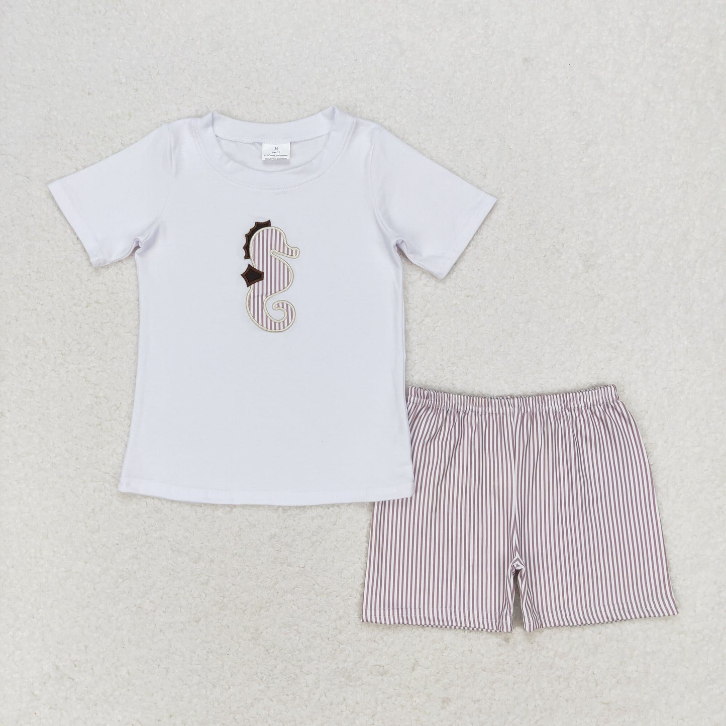 Sibling Baby Boys Short Sleeve Embroidery Sea Boats Top Shorts Clothes Sets