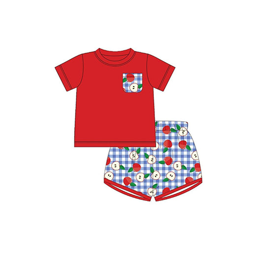 Baby Boys Red Short Sleeve Top Apple Shorts Clothes Sets Preorder