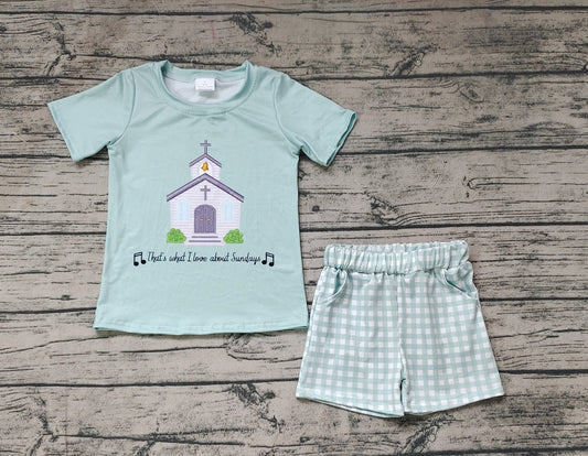 Baby Boys Church Shirt Top Checkered Pockets Shorts Clothes Sets Preorder