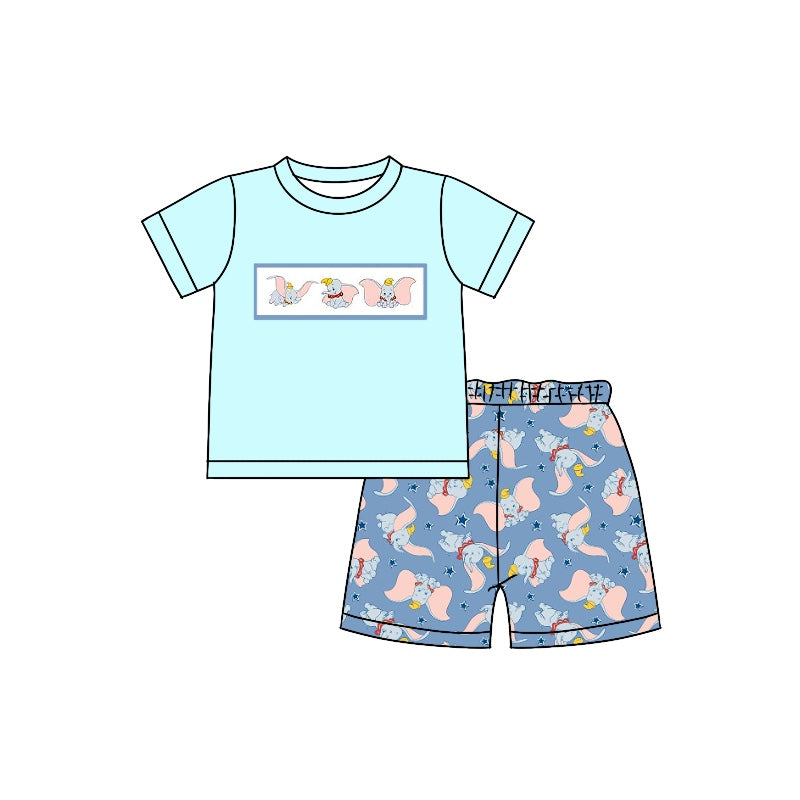 Baby Boys Elephant Short Sleeve Tee Shirts Tops Shorts Clothes Sets Preorder