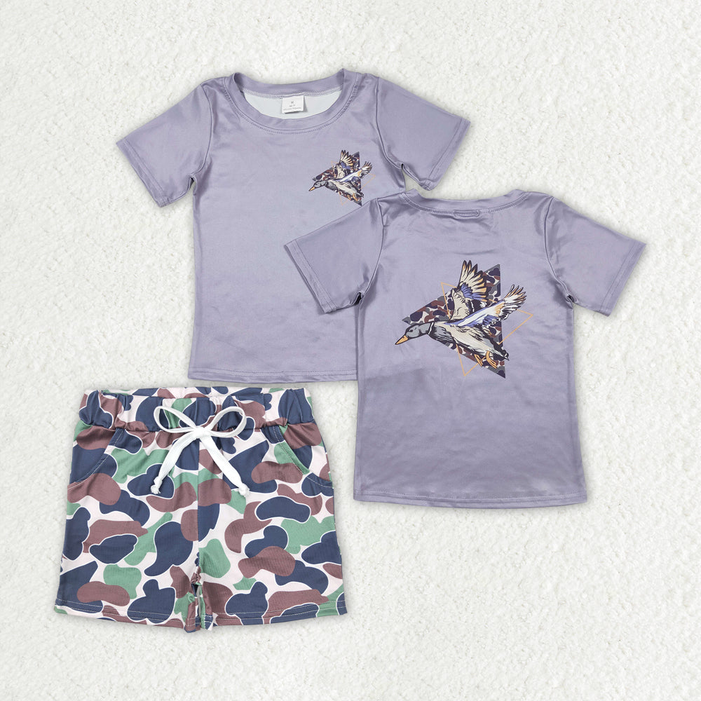 Baby Boys Duck Shirt Top Green Camo Shorts Outfits Clothes Sets