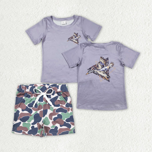 Baby Boys Duck Shirt Top Green Camo Shorts Outfits Clothes Sets