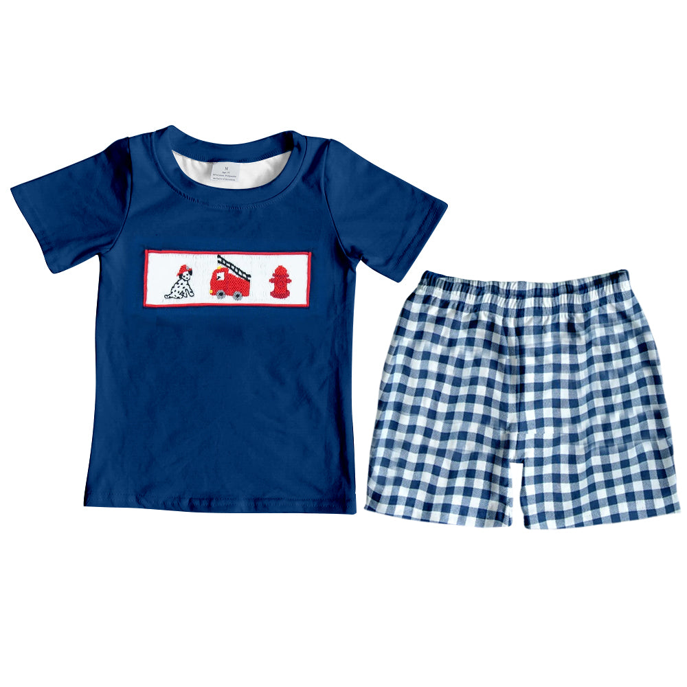 Baby Boys Fire Truck Dog Shirts Shorts Summer Clothes Sets Preorder