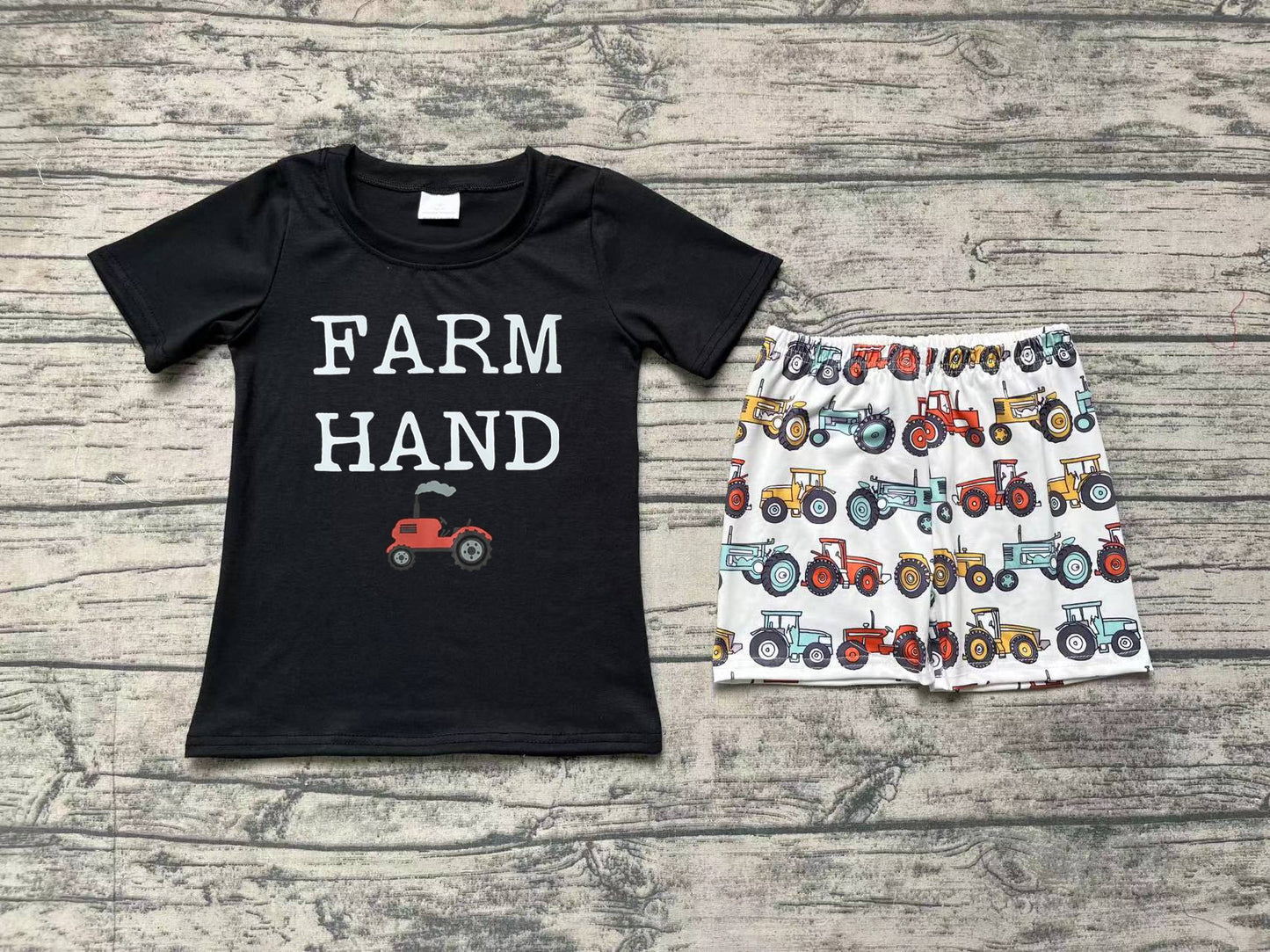 Baby Boys Farm Hand Short Sleeve Shirt Tractors Shorts Clothes Sets