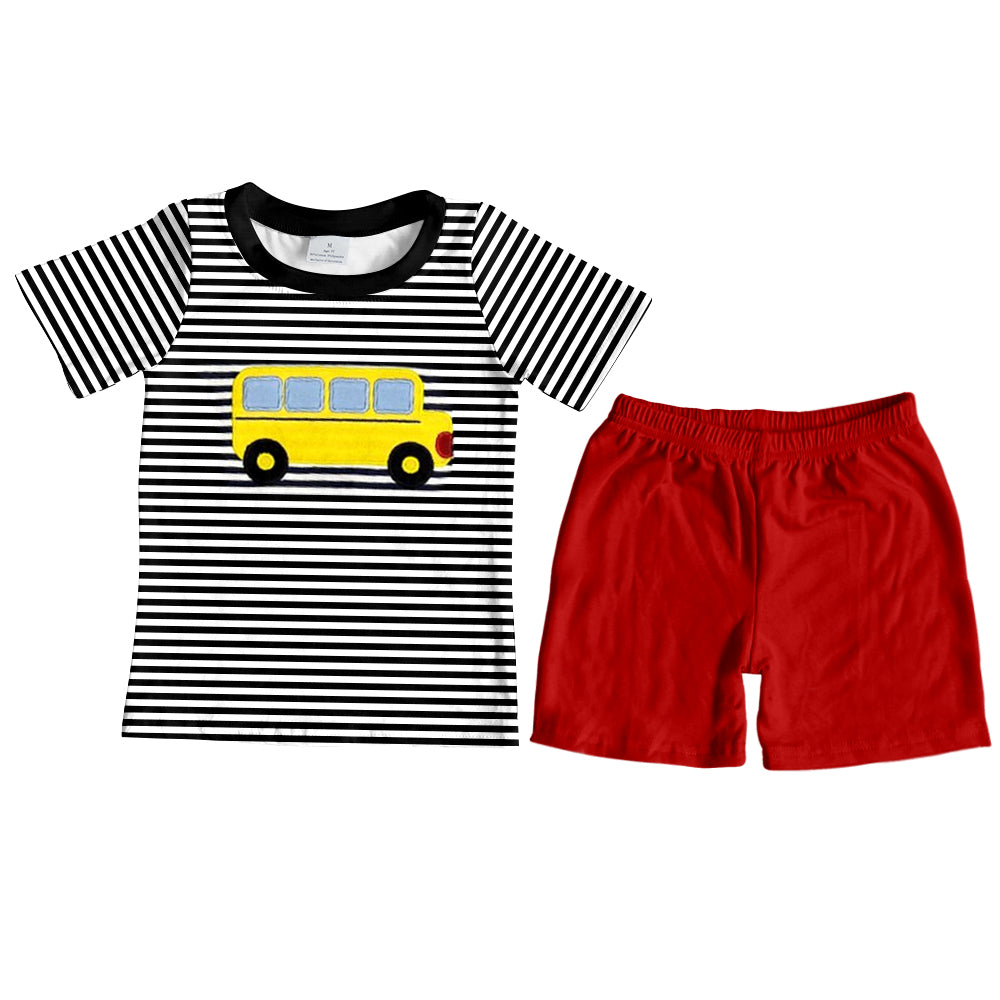 Baby Boys Back To School Bus Shirt Shorts Clothes Sets Preorder