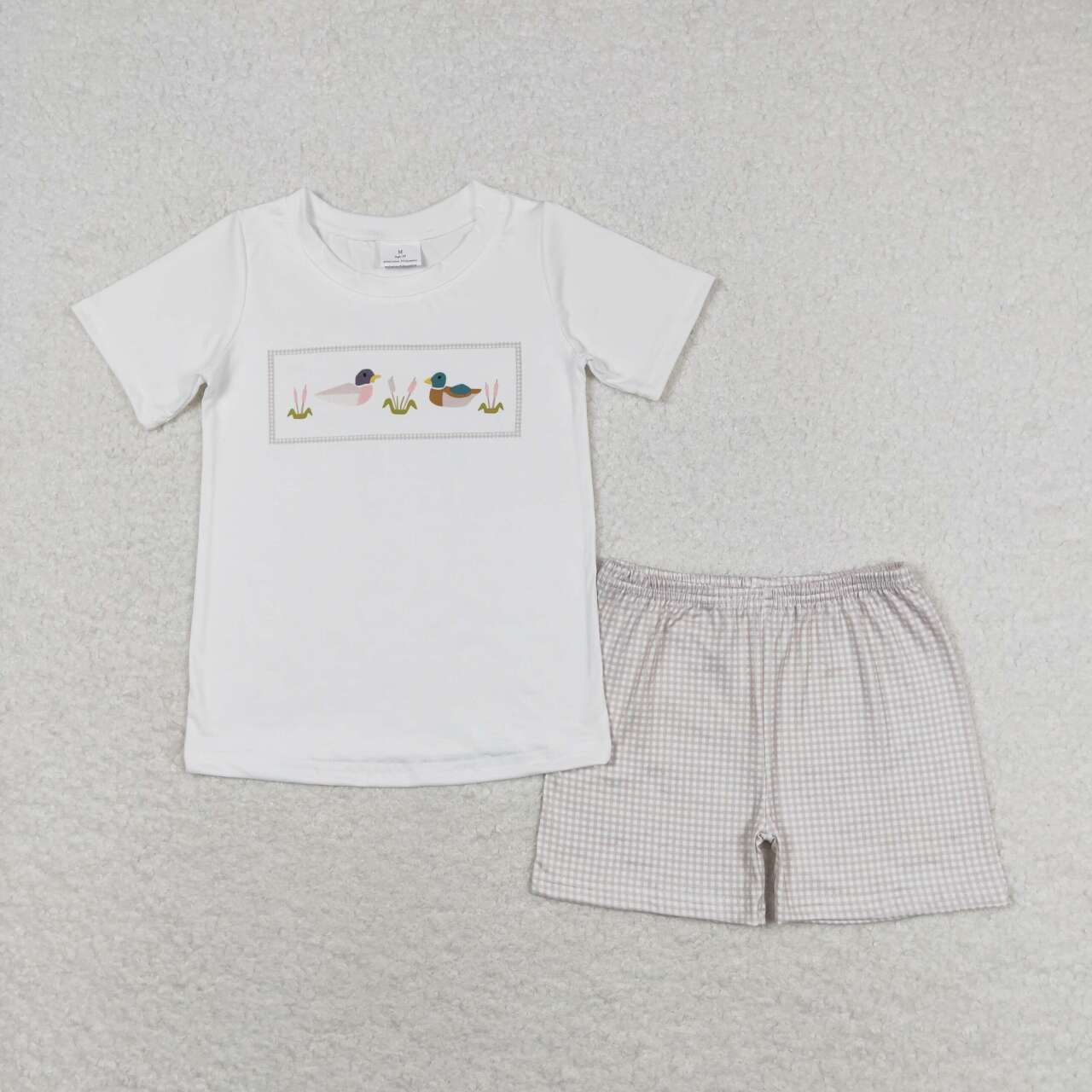 Sibling Baby Boys Short Sleeve Dogs Ducks Fishing Print Top Shorts Hunting Clothes Sets