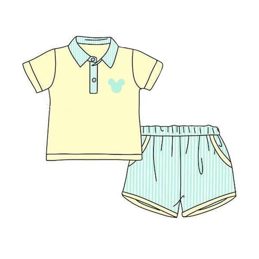Baby Boys Mouse Buttons Shirt Pockets Shorts Clothes Sets Preorder