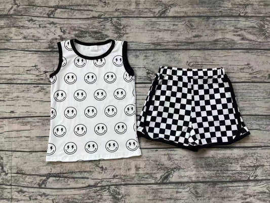 Baby Boys Black Smile Sleeveless Top Shorts Clothes Sets