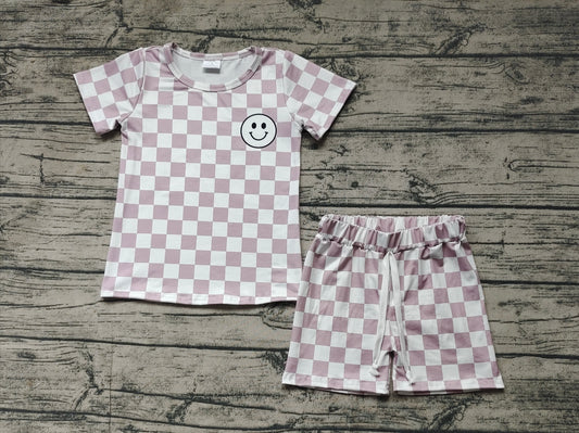 Baby Boys Short Sleeve Light Khaki Smile Top Shorts Clothes Sets