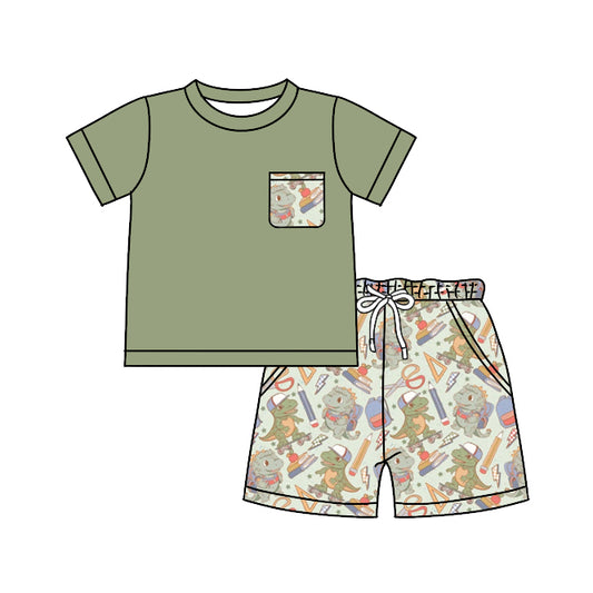 Baby Boys Back To School Dinosaurs Top Shorts Clothes Sets Preorder