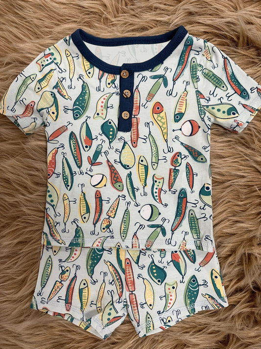 Baby Boys Fishing Short Sleeve Shirt Shorts Pajamas Clothes Sets Preorder