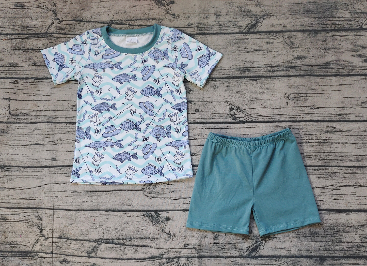 Baby Boys Fishing Stripes Shirt Top Blue Shorts Clothes Sets