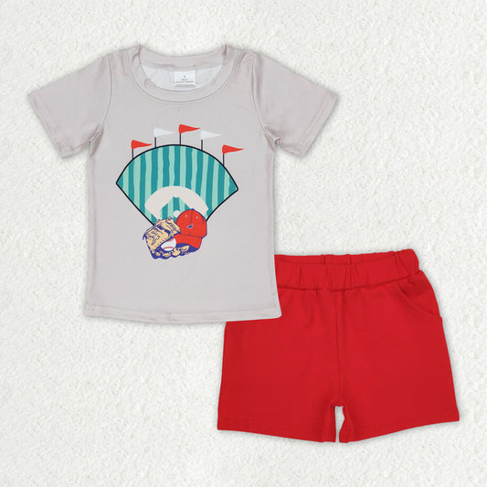 Baby Boys Baseball Tee Red Summer Shorts Clothes Sets