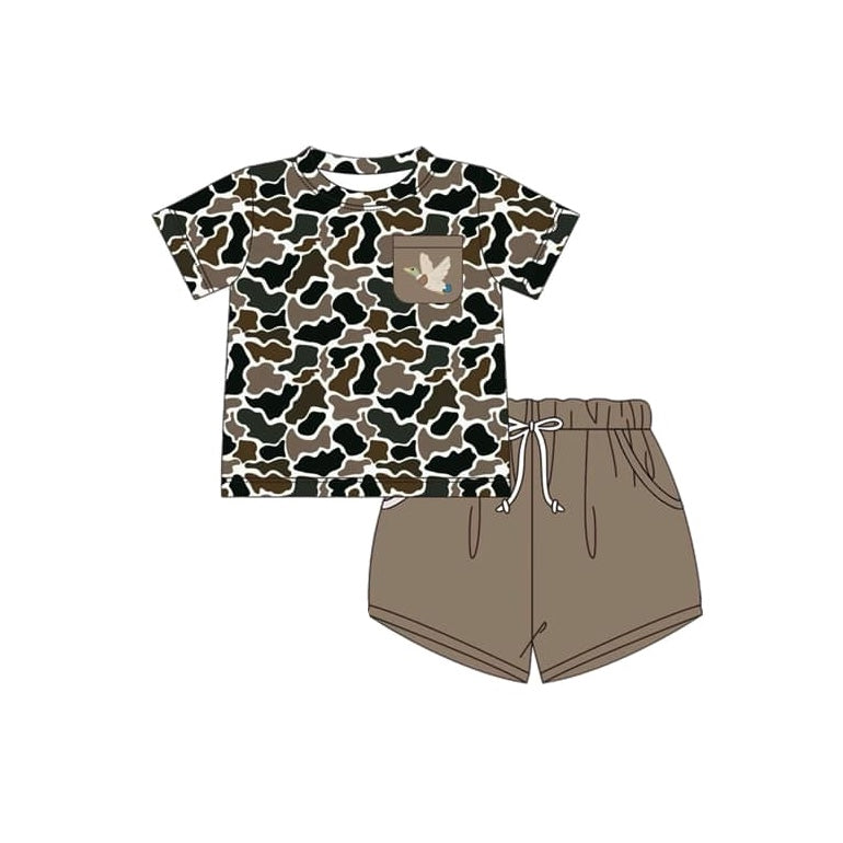 Baby Boys Duck Camo Pocket Shirt Shorts Clothes Sets Preorder