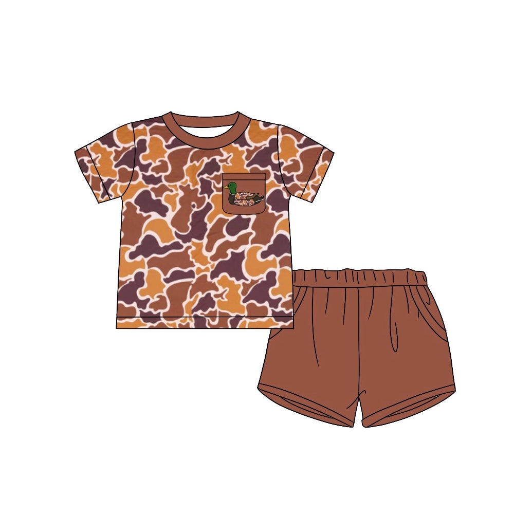 Baby Boys Khaki Camo Duck Pocket Shirts Shorts Clothes Sets Preorder