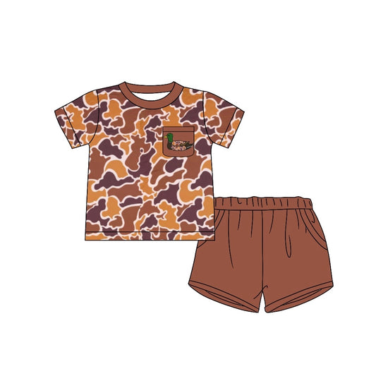 Baby Boys Khaki Camo Duck Pocket Shirts Shorts Clothes Sets Preorder