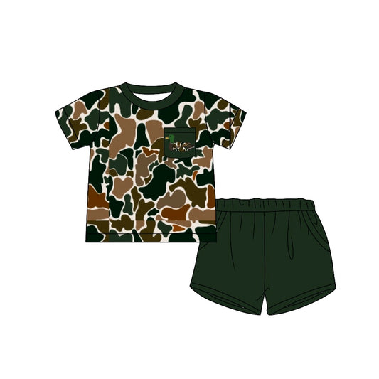 Baby Boys Brown Camo Duck Pocket Shirts Shorts Clothes Sets Preorder