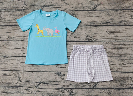 Baby Boys Giraffe Elephant Flamingo Shirts Shorts Clothes Sets Preorder