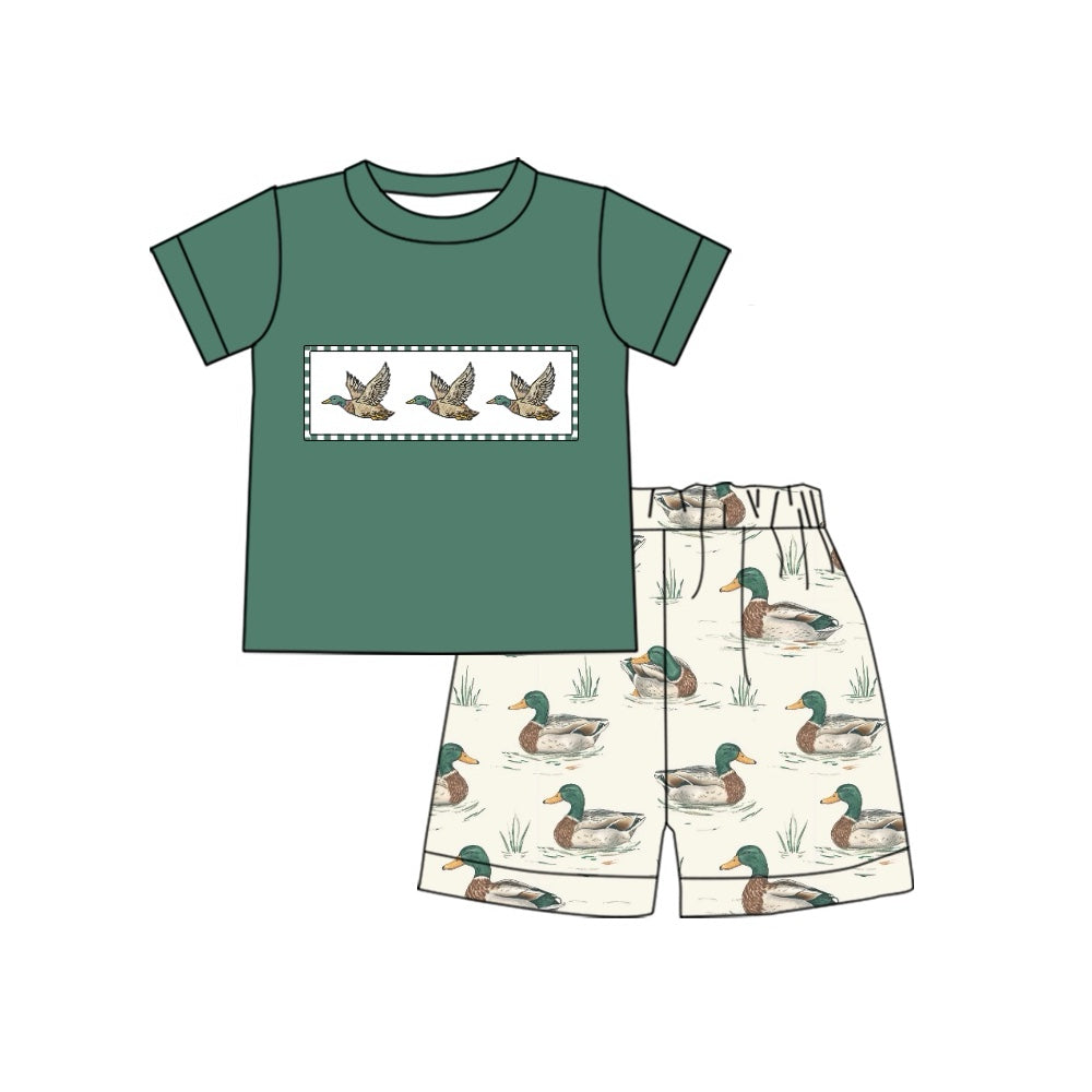 Baby Boys Mallard Ducks Shirts Green Shorts Clothes Sets Preorder