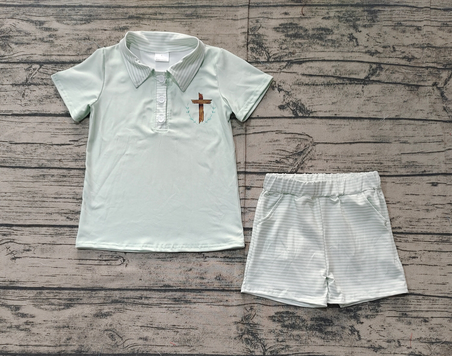 Baby Boys Easter Cross Tee Shorts Clothes Sets