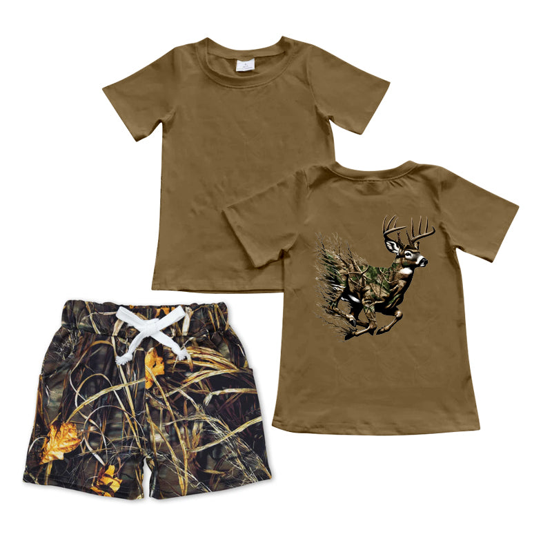 Baby Boys Deer Brown Hunting Top Camo Shorts Clothes Sets Preorder