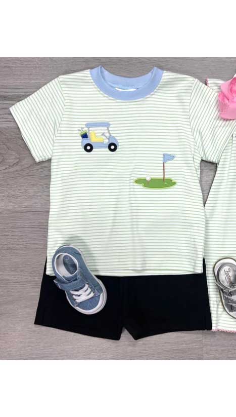 Baby Boys Golf Tee Shirts Black Shorts Clothing Sets Preorder