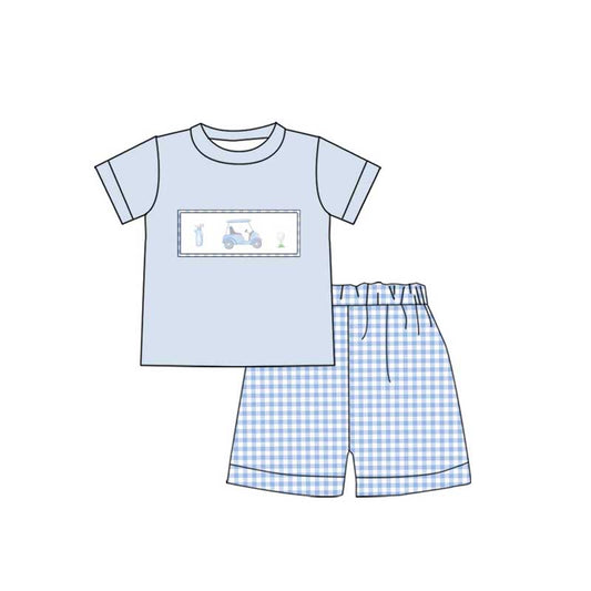 Baby Boys Golf Carts Tee Shirts Checkered Shorts Clothing Sets Preorder