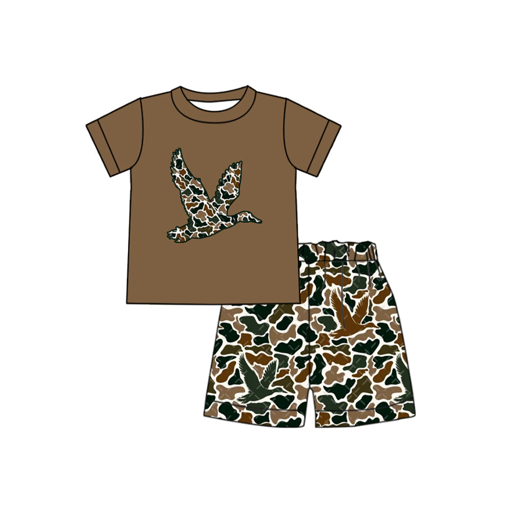 Baby Boys Brown Camo Duck Shirts Shorts Clothing Sets Preorder