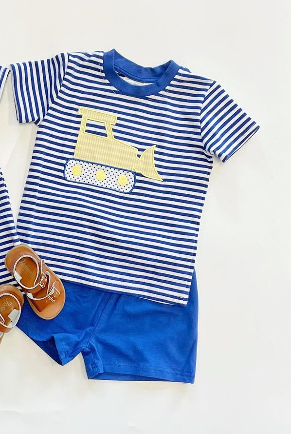 Baby Boys Construction Stripes Top Shorts Clothes Sets Preorder