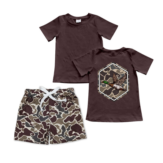 Baby Boys Brown Camo Duck Top Pocket Shorts Clothes Sets Preorder