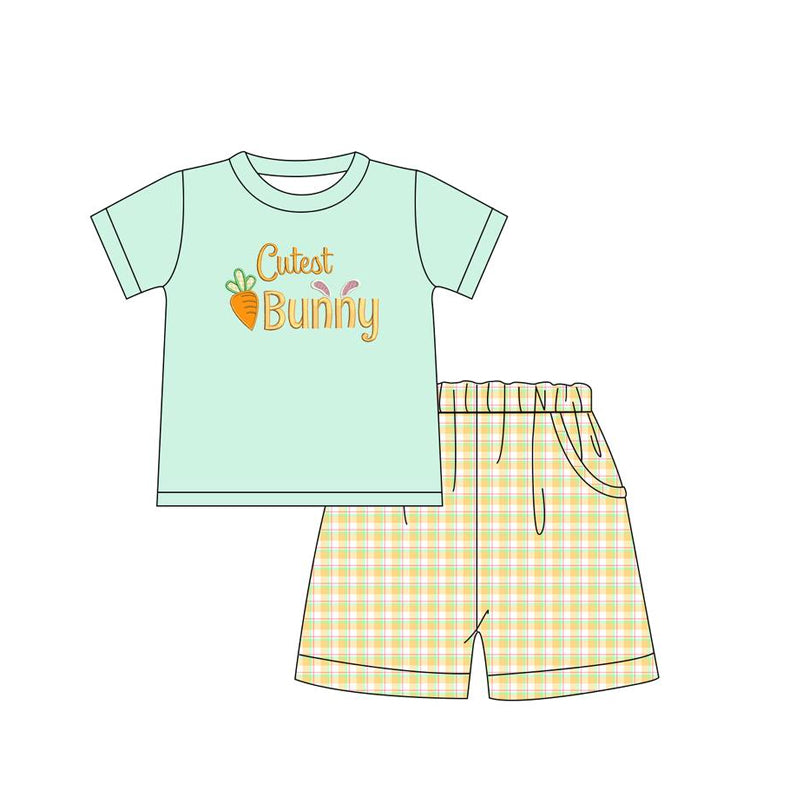 Baby Boys Easter Cute Bunny Shirts Checkered Shorts Clothes Sets Preorder