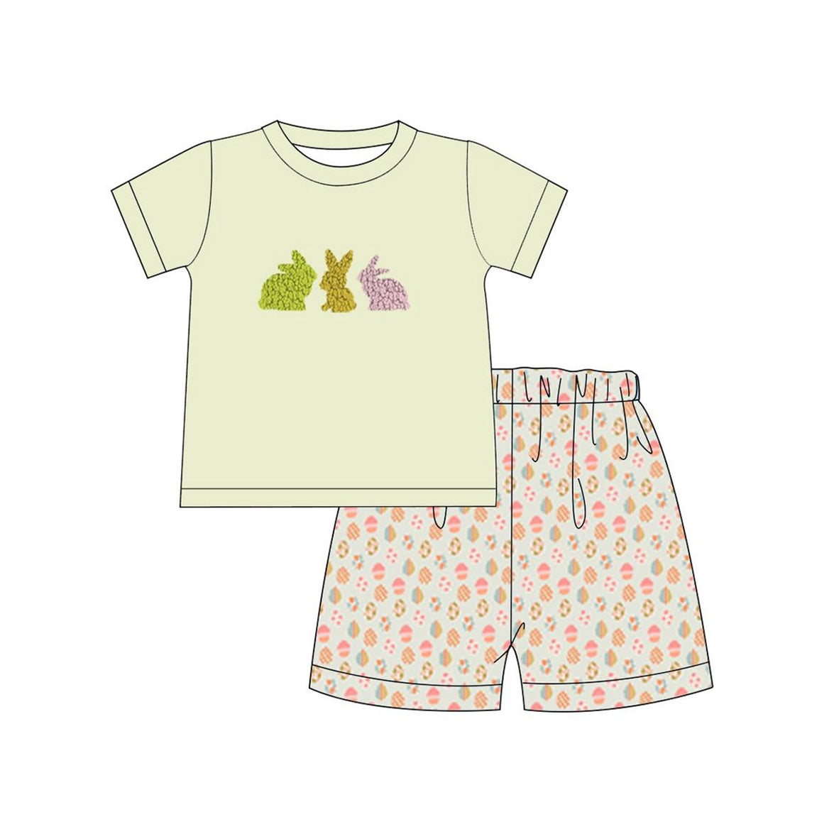 Baby Boys Easter Green Eggs Rabbits Shirts Shorts Clothes Sets Preorder