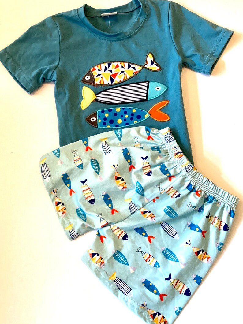 Baby Boys Fishes Shirts Summer Shorts Clothes Sets Preorder