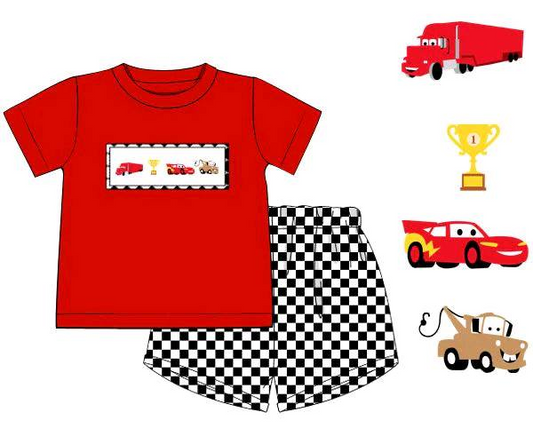 Baby Boys Racing Cars Shirts Checkered Shorts Clothes Sets Preorder