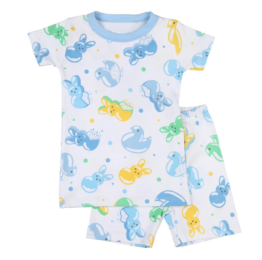 Baby Boys Easter Blue Rabbits Shirt Shorts Pajamas Clothes Sets Preorder