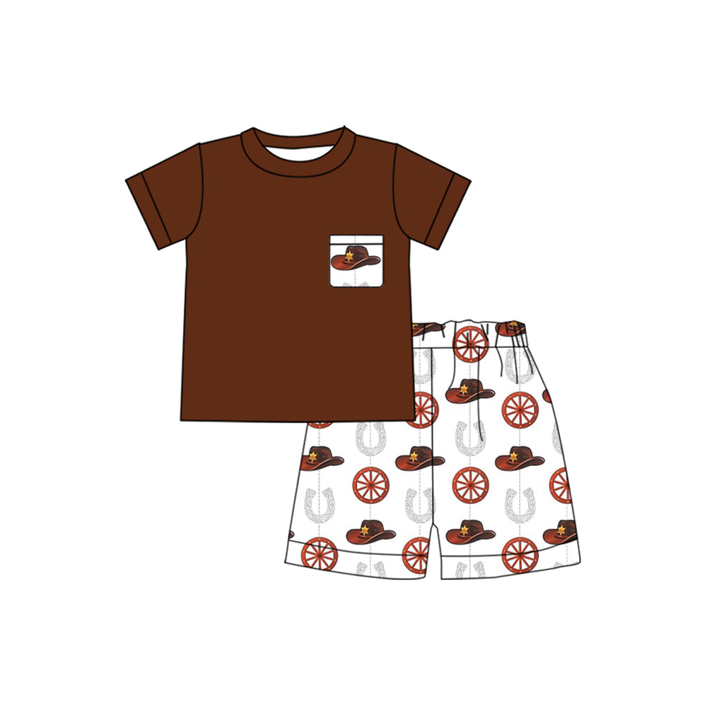 Baby Boys Hats Western Horse Shirt Shorts Clothes Sets Preorder