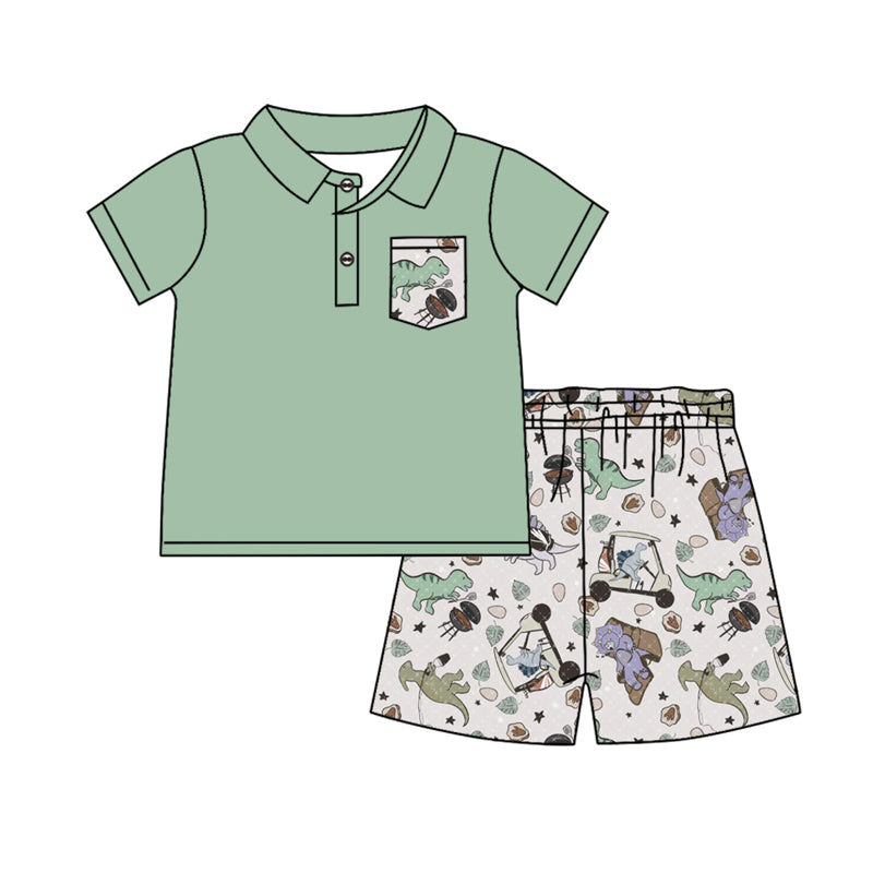 Baby Boys Green Dinosaurs Tee Shorts Clothes Sets Preorder