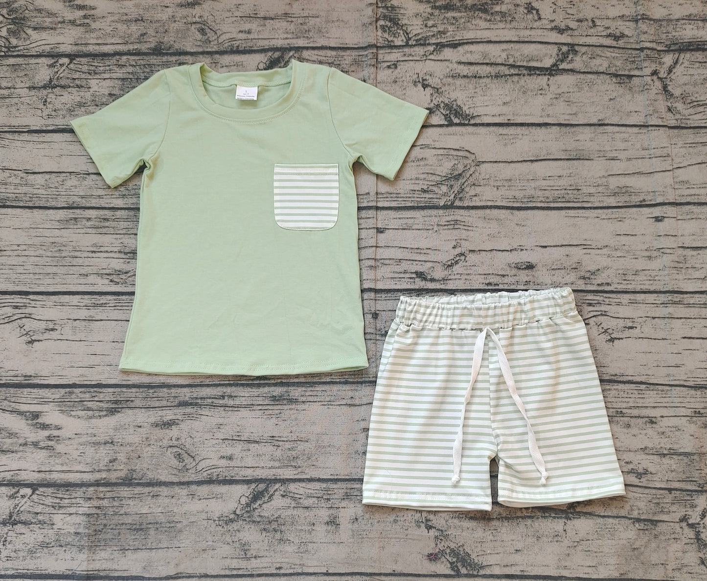 Baby Boys Spring Green Shirts Stripes Shorts Clothes Sets Preorder